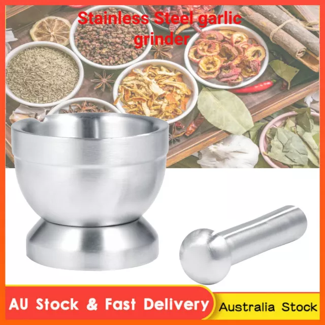 Mortar And Pestle Set Garlic Herb Spice Mixing Grinding Crusher Bowl Stainless