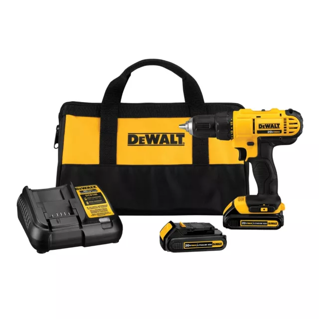 DeWALT DCD771C2 20V MAX Lithium-Ion 1/2" Compact Drill/Driver Tool Kit