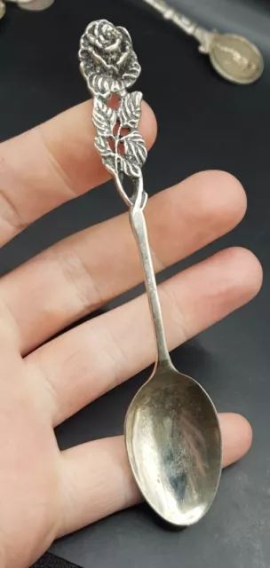 Old Vintage/Antique 835 Silver Ornate Rose Flower 4" Spoon. Beautiful Design