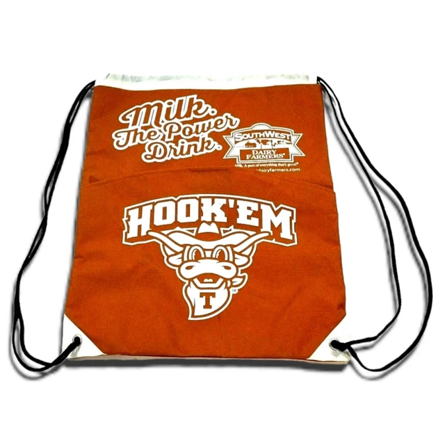 University of Texas Drawstring Bag 16 Inch Southwest Dairy Farmer Orange Nylon