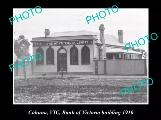 Old Postcard Size Photo Of Cohuna Victoria Bank Of Victoria Building 1910