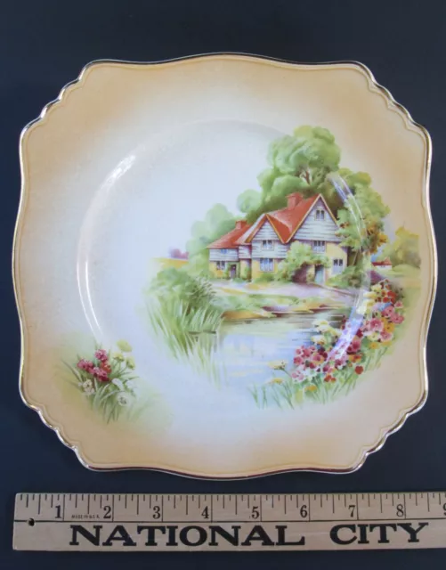 Vtg. ROYAL WINTON Grimwades England 8 3/4" Lunch Plate Red Roof Cottage 4