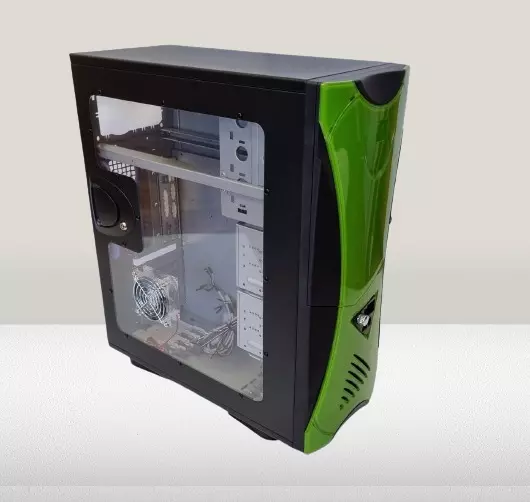 NUOVO Sansun ng-green PC custodia verde nero vetro retrò USB con display