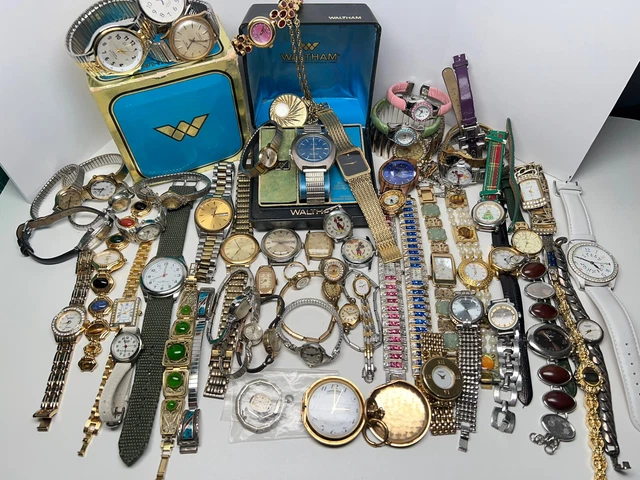 43+ Vintage Watch lot, Elgin, Longines, Waltham, Bulova, Parts & Repair