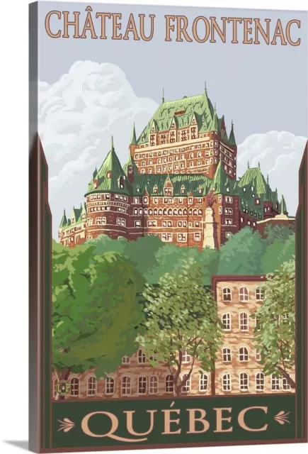 Quebec City, Canada - Chateau Frontenac: Canvas Wall Art Print, Retro Home Decor