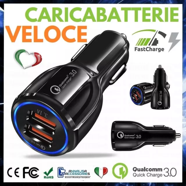 Caricabatterie Da Auto 2 Usb Caricatore Accendisigari Per Vodafone Smart V10