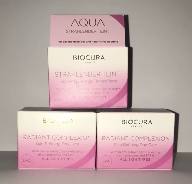 BIOCURA BEAUTY Strahlender Teint Hautverfeinernde Tagespflege 3 x 50 ml