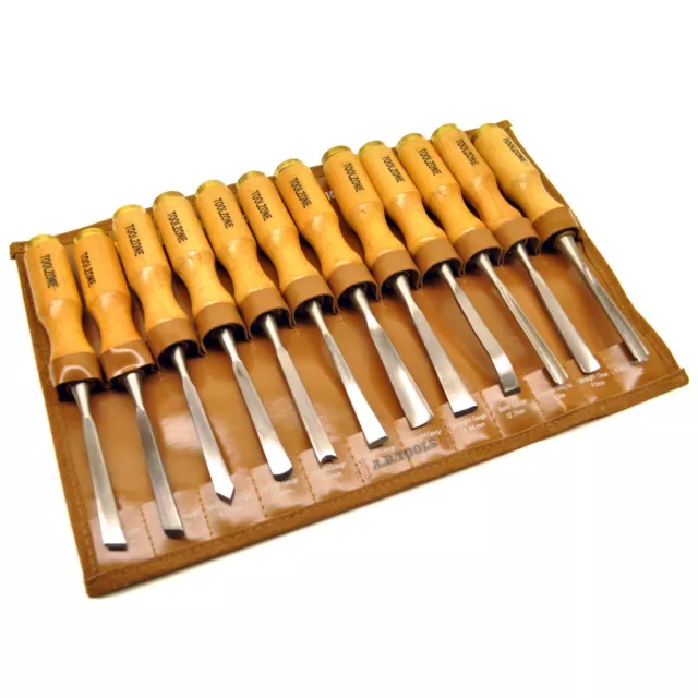 12pc Wood Carving Chisel Set in Storage Pouch / Woodworking / Carpentry TE542