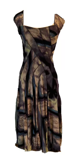 Elana Kattan Geometric Tye-Die Fit & Flare Dress Size XS