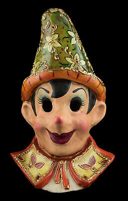 Mask from Venice Of Pinocchio Green Long Nose IN Paper Mache Carnival 1681