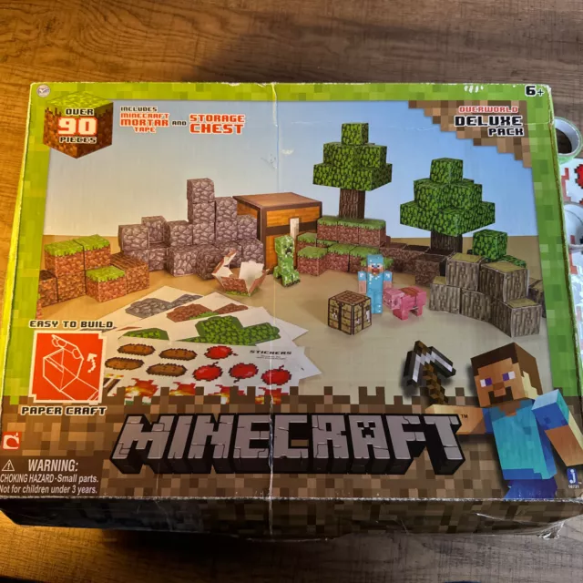 Minecraft Papercraft Overworld Deluxe Set Over 90 Pieces Steve Creeper Pig  Block