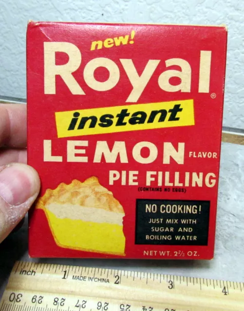 Vintage 1950s UNOPENED box of Royal Lemon Pie Filling, NOS full box, great color