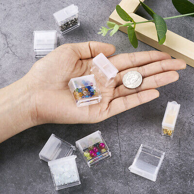 20pcs Clear Rectangle Mini Plastic Bead Storage Jewelry Box Containers 27x27mm