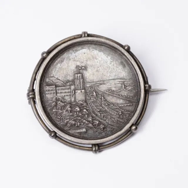 Heidelberg Brosche Medaille Silber