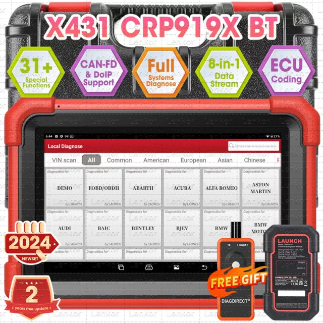 2024 LAUNCH X431 CRP919X BT PRO Bidirectional Car Diagnostic Scanner Key Coding