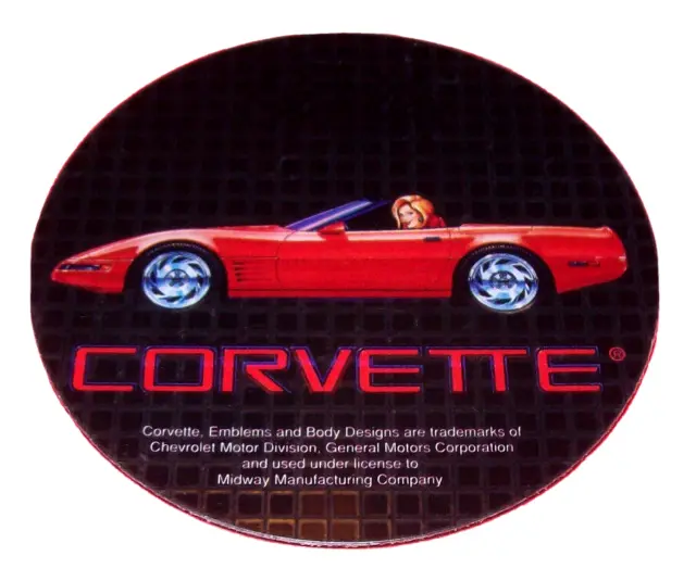 Corvette Original Pinball Machine NOS Plastic Promo Coaster New Style Car