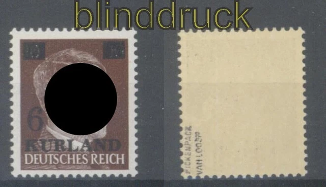 dt. Besetzung 2. WK Kurland Mi # 2 wz  Aufdruckmarke postfrisch gepr. van Loo (4