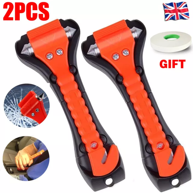 2x Emergency Car Safety Escape Hammer SeatBelt Cutter Tool Window Glass Breaker