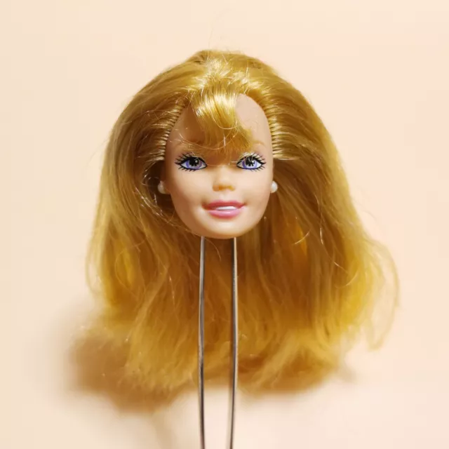 1/6 Doll Barbie HEAD ONLY DARK BLONDE HAIR WAVY BANGS & PURPLE EYES Custom Part