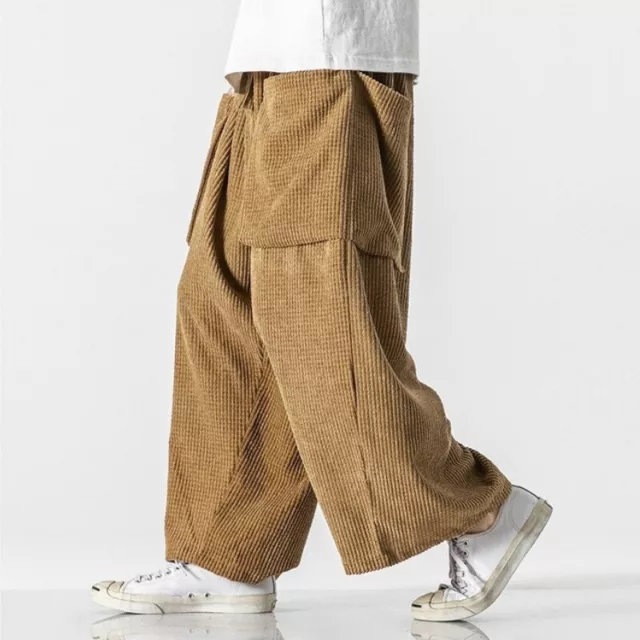 Hommes Pantalon Baggy Velours Kung Fu Coupe Ample Hip Hop Bas Décontracté