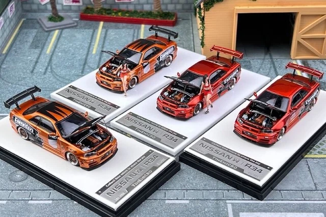 TM In Stock 1:64 Skyline GTR R34 Z Tune Open Hood Diecast Car Model Collection Miniature Toy TimeMicro - 26 TM In Stock 1:64 Skyline GTR R34 Z Tune Open Hood Diecast Car Model Collection Miniature Toy TimeMicro - 26