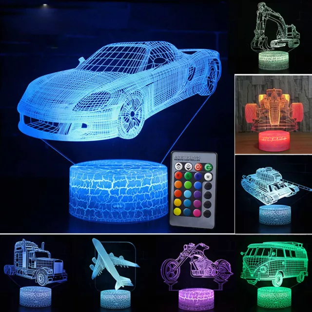 3D LED Nachtlicht Auto Tischlampe Farbwechsel Nachtlampe Kinder Geschenk Lampe