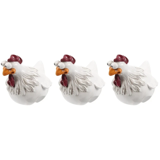 3pcs resin rooster figure Funny Chicken Ornament for Fence Garden Ladder Hen De