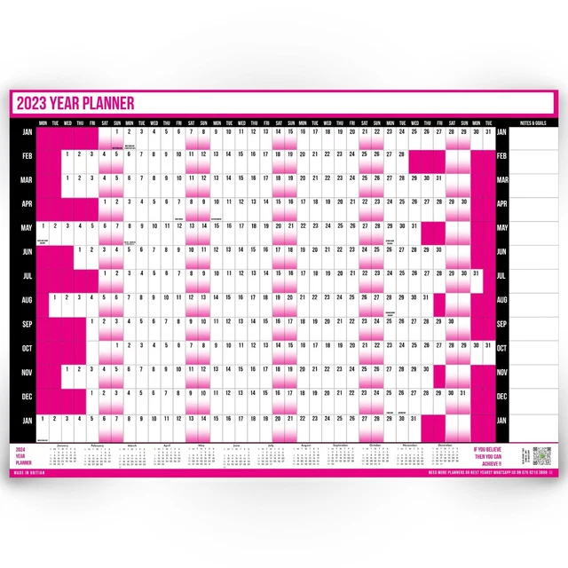 2023 FULL YEAR Calendar Annual Wall Planner Chart Home Office Planner