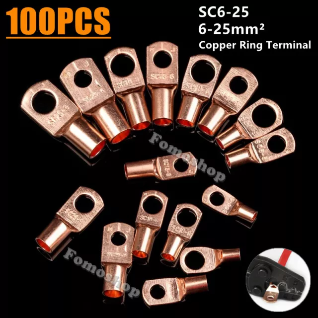 100X SC Copper Ring Terminals Cable Lug Crimp Welding Electrical Wire Connectors