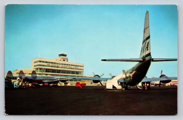 VINTAGE Postcard ~ San Francisco International Airport CA Pan American Plane