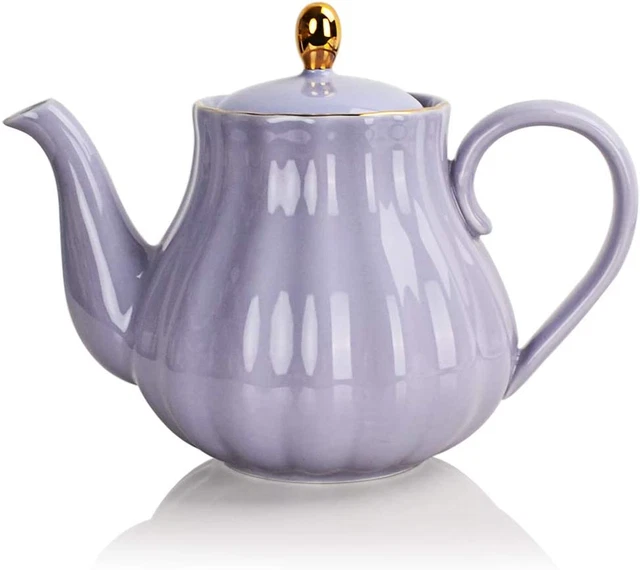 Royal Teapot, Ceramic Tea Pot with Removable Stainless Steel Infuser, Blooming &