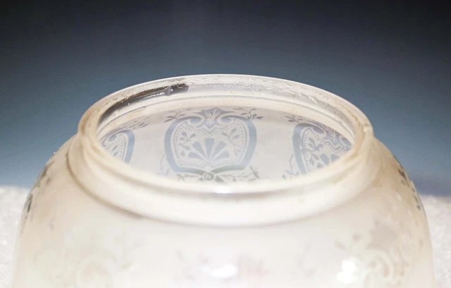Victorian Satin Frost Acid Floral Acid  Etched Glass Gas Oil Lamp Shade 3