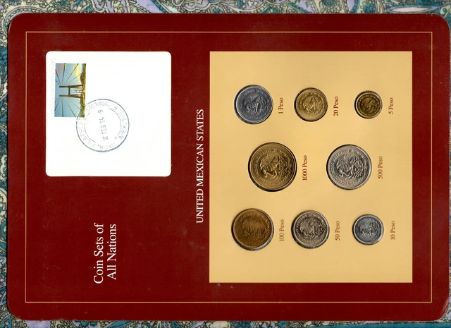 Coin Sets of All Nations Mexico 1985-1990 500 Pesos 1988 100,1000 Pesos 1990