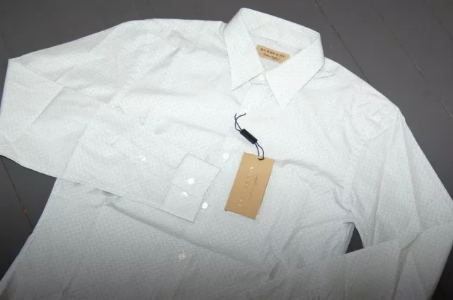 Burberry London Men's Seaford Slim Fit Cotton Shirt, Pale Navy/White, Size 15/38 2