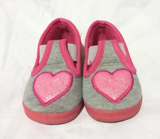 PANTOFOLE SCARPINE DA CASA FELPATE BIMBA 22 GRIGIO ROSA CUORE scarpe antiscivolo
