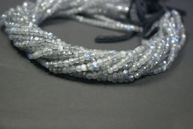 3-4MM Véritable Bleu Flash Labradorite Perles AAA Rondelle À Facettes Perle...