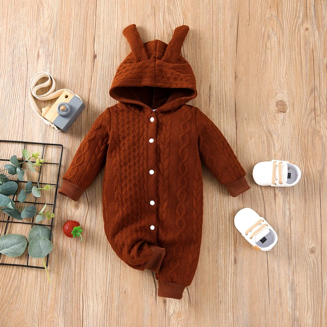 Tuta tutina con cappuccio neonato bambino bambino orso bambina orso body abiti 3