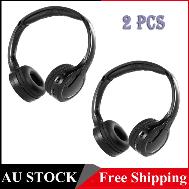 2Pcs IR Infrared Wireless Car Headphones Stereo Headset Wired Dual Channel