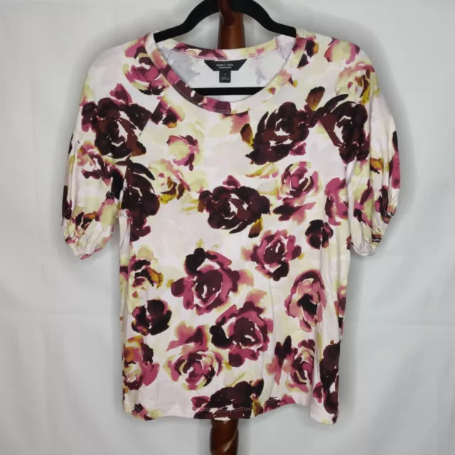 Simply Vera Vera Wang women S t-shirt multicolor floral scoop neck short sleeves