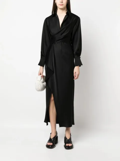 NWT$645 Jonathan Simkhai Talita Draped Front Midi Dress - Black