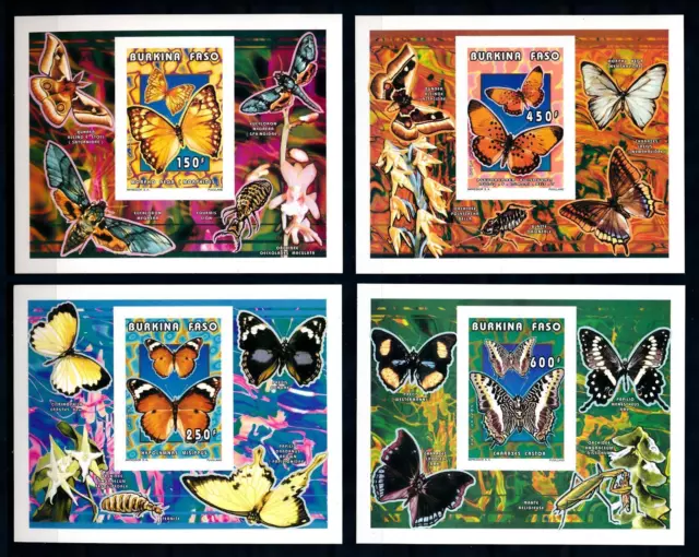 [93806] Burkina Faso 1996 Insects Butterflies 4 Imperf. Single Sheets MNH