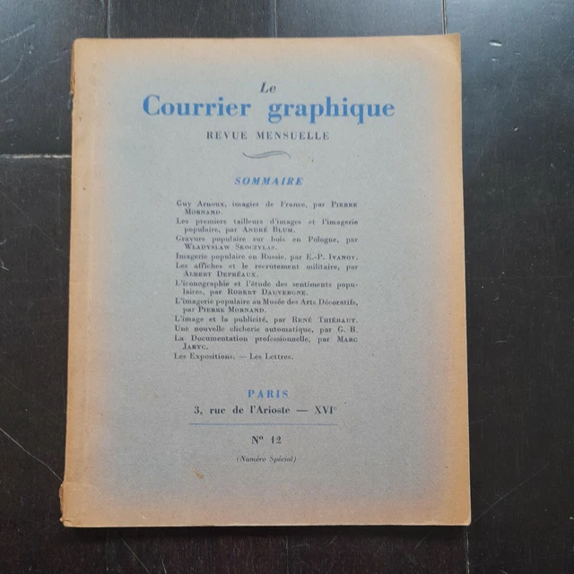 Le Courrier Graphique Revue Des Arts Graphiques N° 12 1938