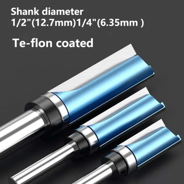 1/4" 1/2" Shank Flush Trim Router Bit Straight Flute Carbide Tipped Bit coatin