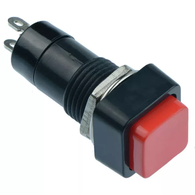 2 x Red Off-(On) Momentary Square Push Button Switch 12mm SPST