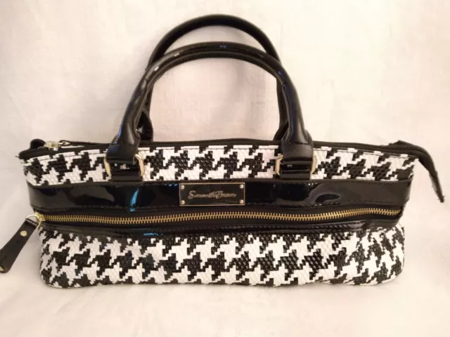 Wine Bag Samantha Brown Insulated Purse Black & White Houndstooth Pattern EUC!
