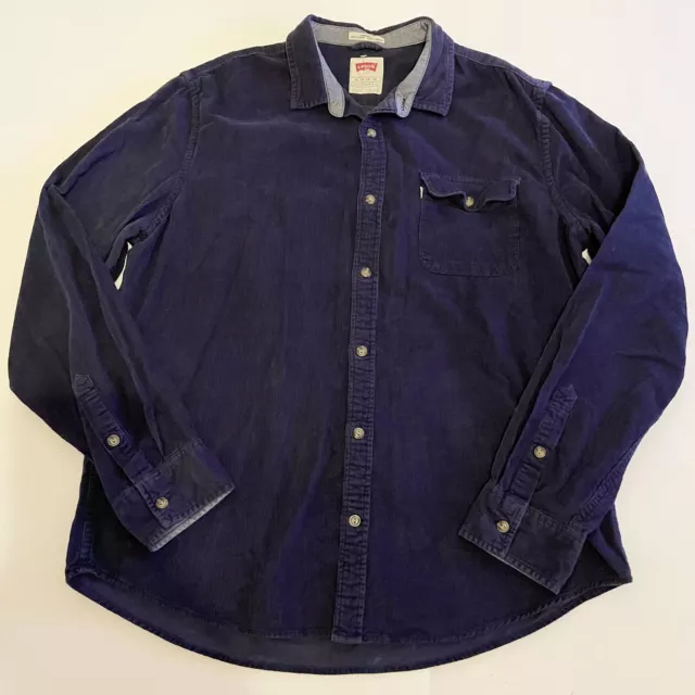 Levi's Mens Navy Blue Corduroy Long Sleeve Button Up Jacket Size XL