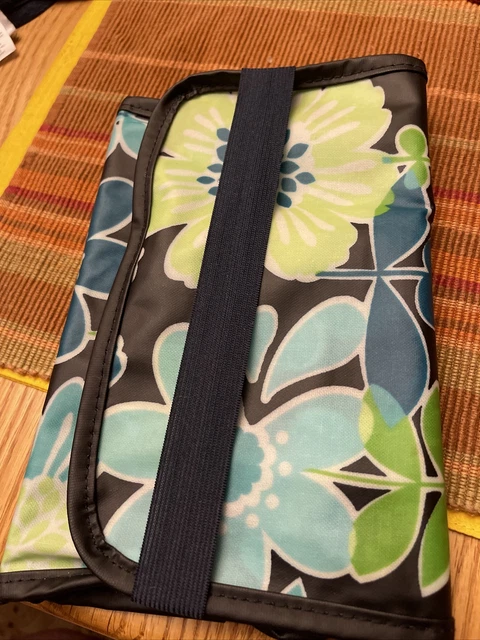 Thirty One Fold n Go Organizer in Blue Green Real Flowers ECU