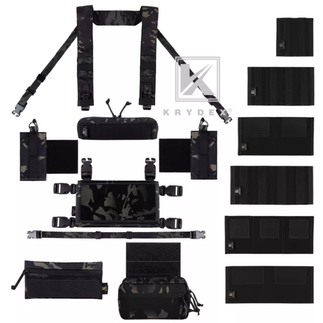 KRYDEX MK3 Micro Fight Chassis Chest Rig Shoulder Strap Mag Pouch Black Camo lot