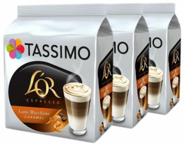 3 X Packs Tassimo L'Or Lor Latte Macchiato Caramelo T Discos Vainas - 24 Bebidas