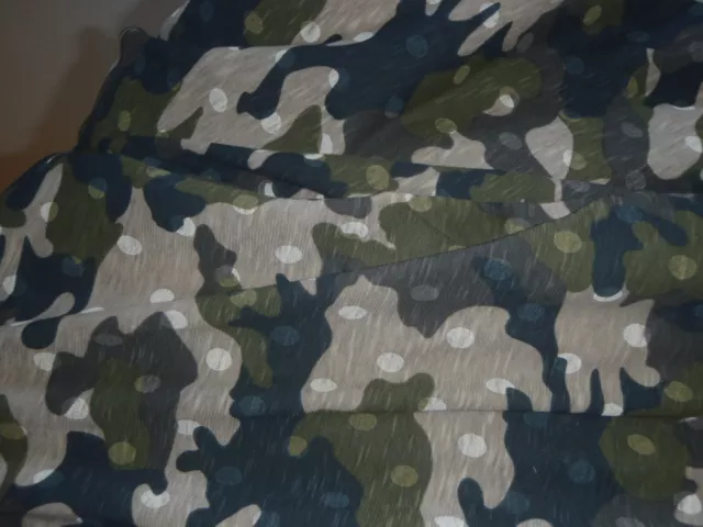 Rare Tissu coupon JERSEY de coton imprimé camouflage haute-couture MARNI